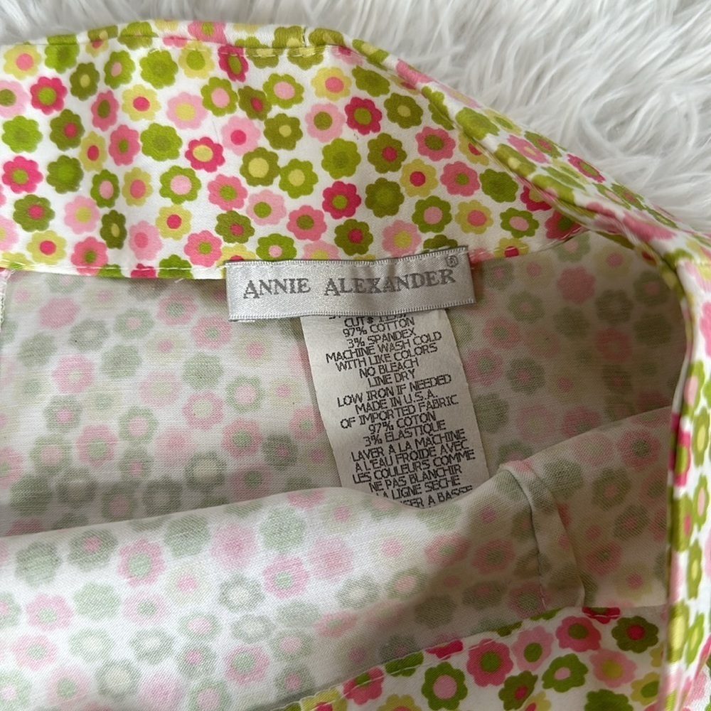 Annie Alexander Bright Green & Pink Floral Pencil Skirt Vintage Size 4 - Picture 4 of 9